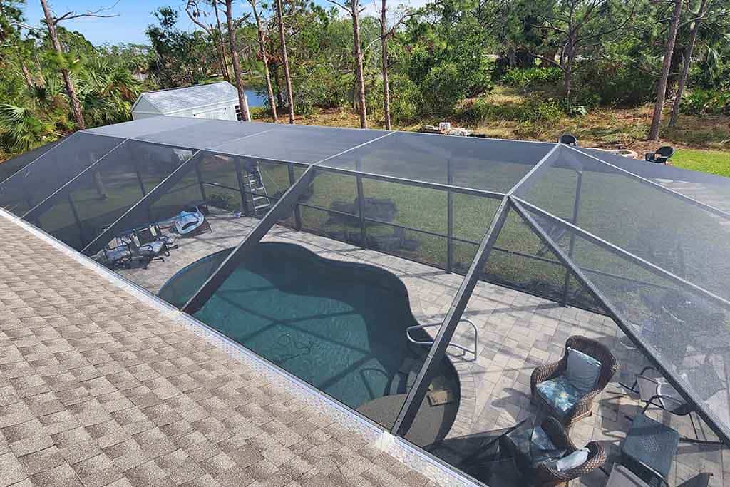 Pool Cage Screens Replaced Aerial
